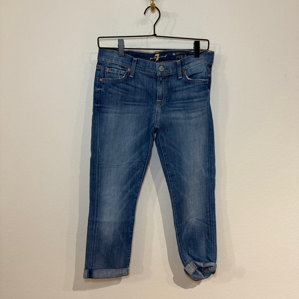7 for all Mankind Jeans Women's Size 25 Blue Light Wash Crop & Roll Classic